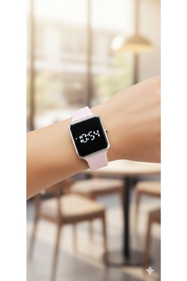 Pembe Silikon Kordonlu Dokunmatik Led Genç Kız Kadın Spor Şık Kol Saati